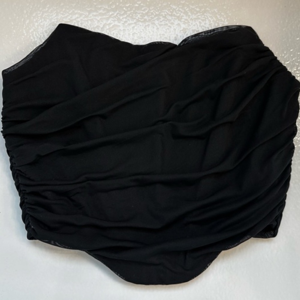 Elegant Black Mesh Zip Strapless Corset Bustier Top
